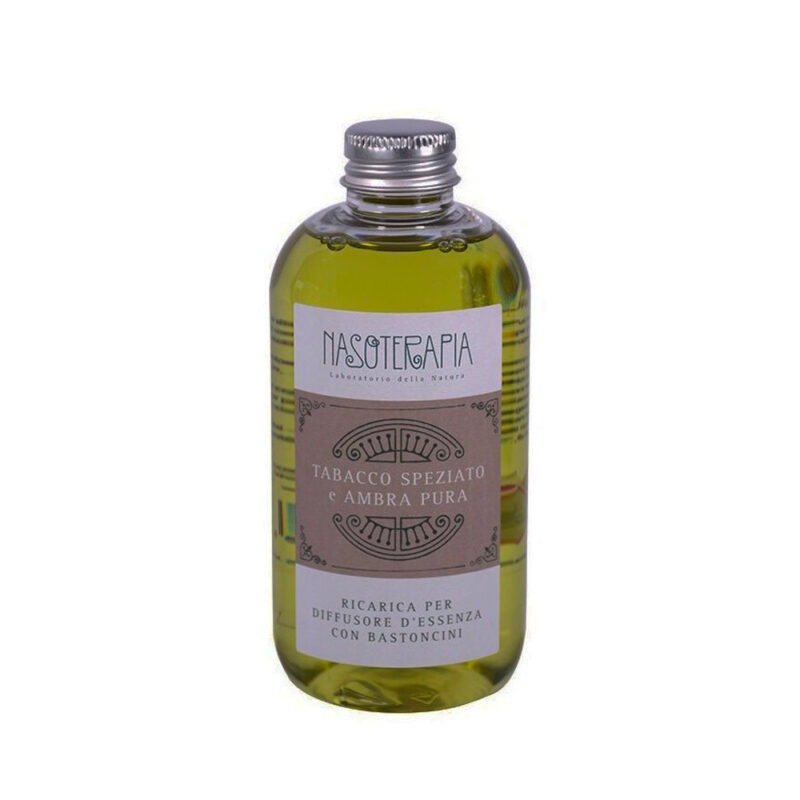 Ricarica per Diffusore d'Essenza con Bastoncini Tabacco Speziato e Ambra Pura NASOTERAPIA da 250 ml